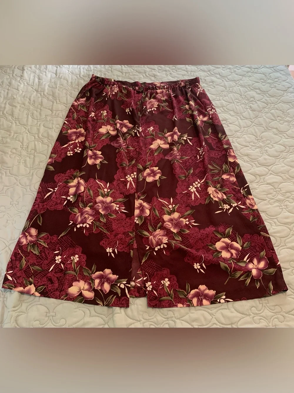 ⁠Vintage Kathie Lee Floral Maxi Skirt Plum Purple Plus Size 22W 90s Whimsygoth